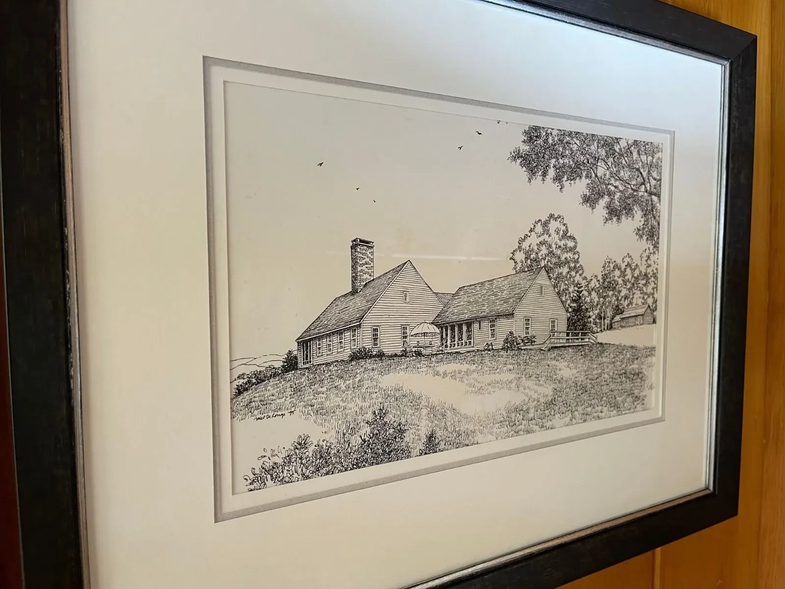 Pen & Ink sketch of Brewster house, artist unknown